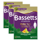 Bassetts Vitamins Man 50+ Multivitamins & Multiminerals Orange & Lime Flavour 30 Gummy Pastilles - BBE 05/2026