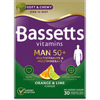 Bassetts Vitamins Man 50+ Multivitamins & Multiminerals Orange & Lime Flavour 30 Gummy Pastilles - BBE 05/2026