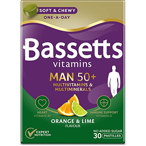 Bassetts Vitamins Man 50+ Multivitamins & Multiminerals Orange & Lime Flavour 30 Gummy Pastilles - BBE 05/2026