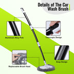 Alyvisun 15^0 Curved Car Wash Brush with Telescopic Handle 120cm Thickness Aluminum Alloy Rod, 2 Soft Chenille Head-Cleaning Mop for Washing Cars Truck SUV RV Caravans and Household, Scratch Free - Damaged Box