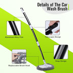 Alyvisun 15^0 Curved Car Wash Brush with Telescopic Handle 120cm Thickness Aluminum Alloy Rod, 2 Soft Chenille Head-Cleaning Mop for Washing Cars Truck SUV RV Caravans and Household, Scratch Free - Damaged Box