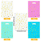 40 Pcs Party Bags with Handles - Colourful Plastic Gift Bags for Kids Christmas Birthday - Pink White Green Blue Goodie Bags
