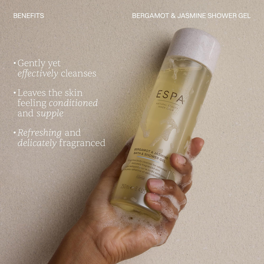 ESPA | Bergamot & Jasmine Bath & Shower Gel | 250ml | Suitable For All Skin Types | 100% Natural Fragrance