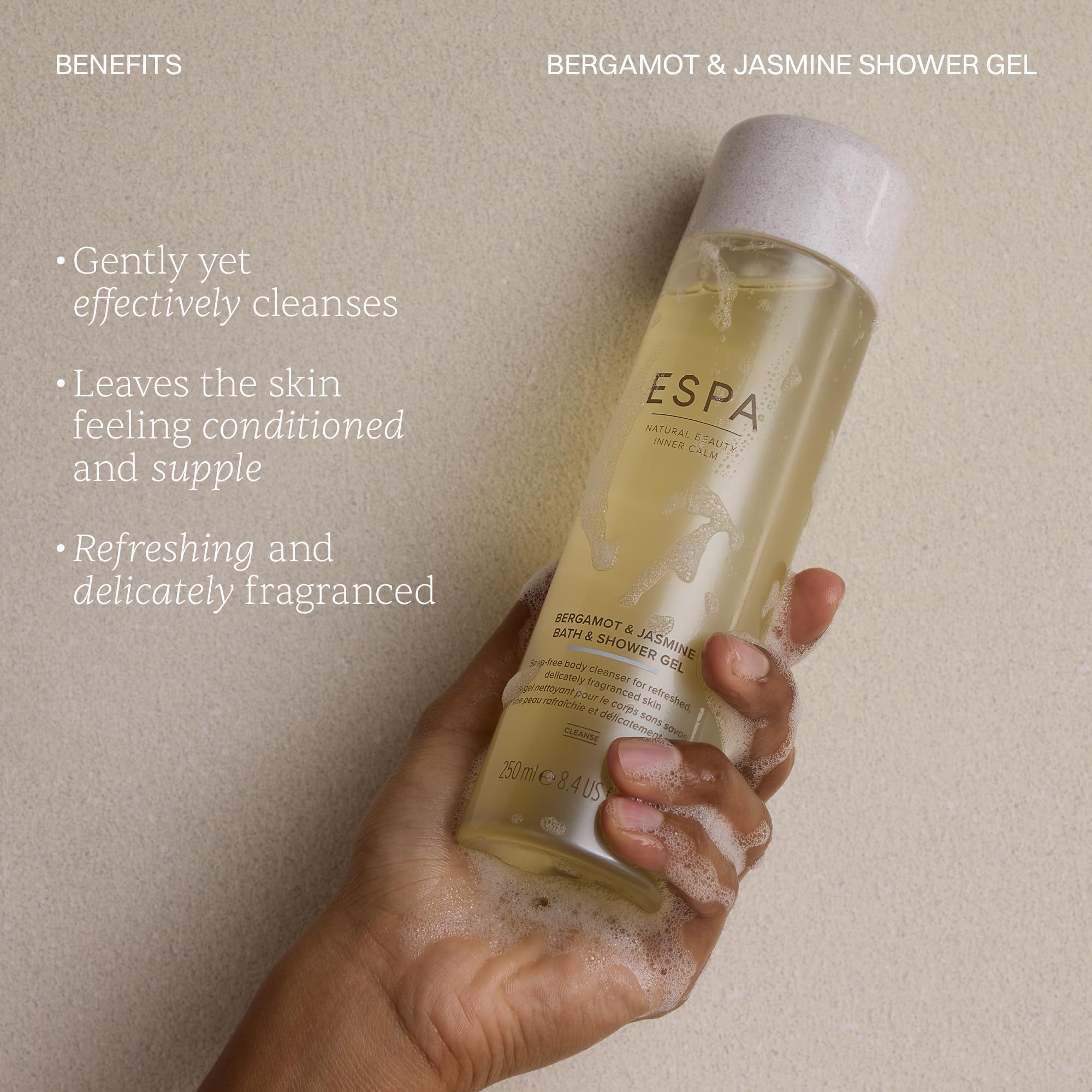 ESPA | Bergamot & Jasmine Bath & Shower Gel | 250ml | Suitable For All Skin Types | 100% Natural Fragrance