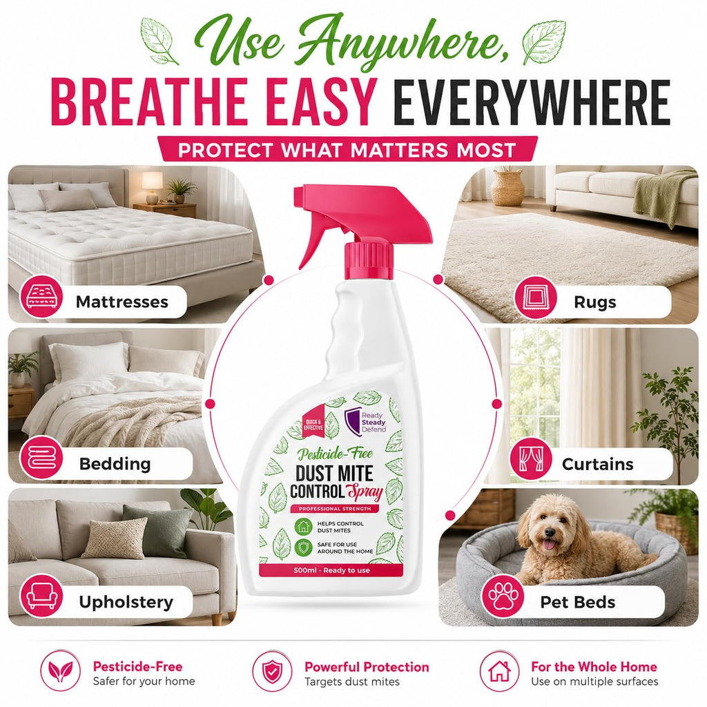 Dust Mite Killer Spray 500ml - Pesticide-Free, Eco-Friendly Pest Control for Home, Targets Mites & Insects - Very Good