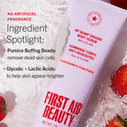 First Aid Beauty KP Bump Eraser Body Scrub 10% AHA 226g 8oz Strawberry Exfoliating Treatment for Keratosis Pilaris and Chicken Skin Bumps - Damaged Box