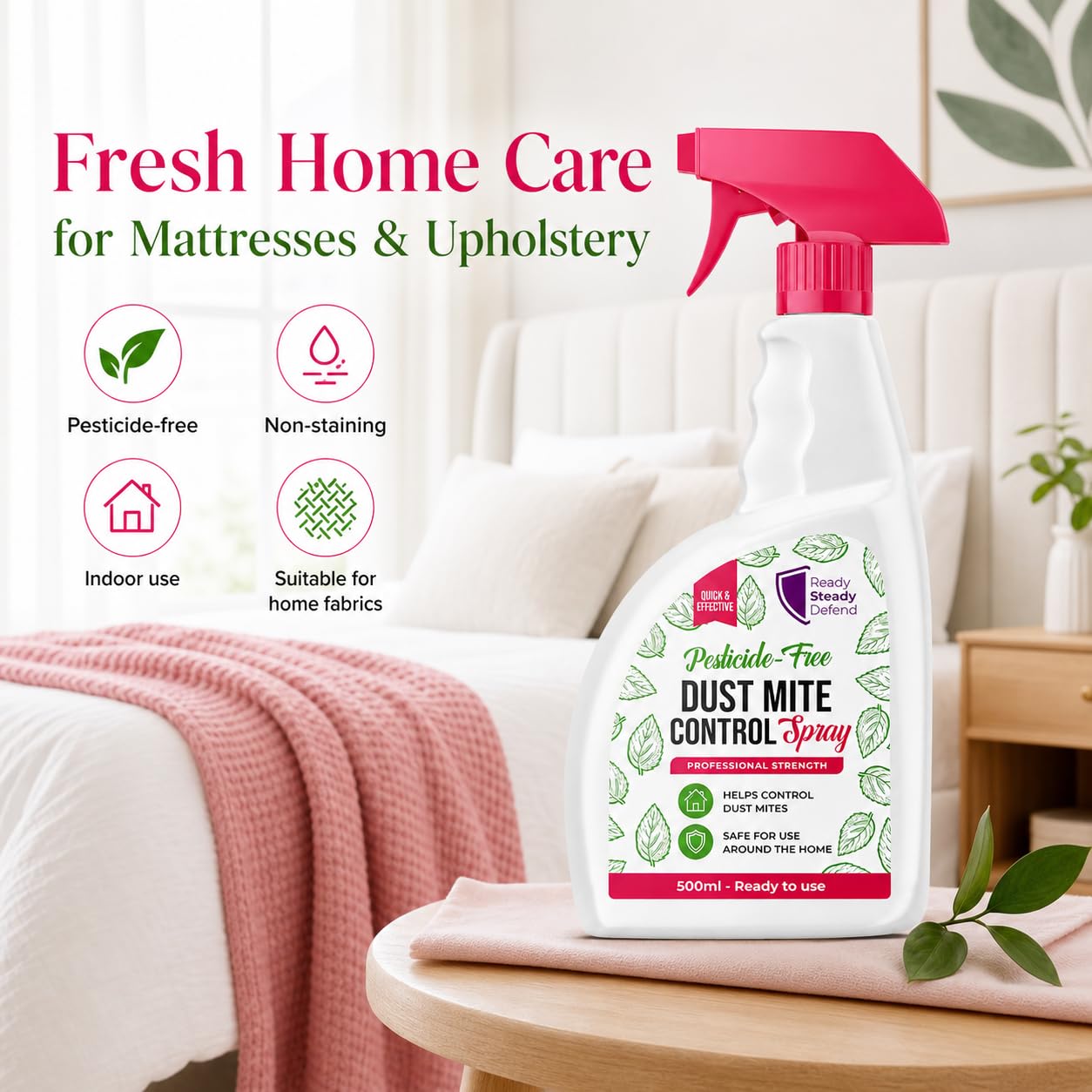 Dust Mite Killer Spray 500ml - Pesticide-Free, Eco-Friendly Pest Control for Home, Targets Mites & Insects - Very Good