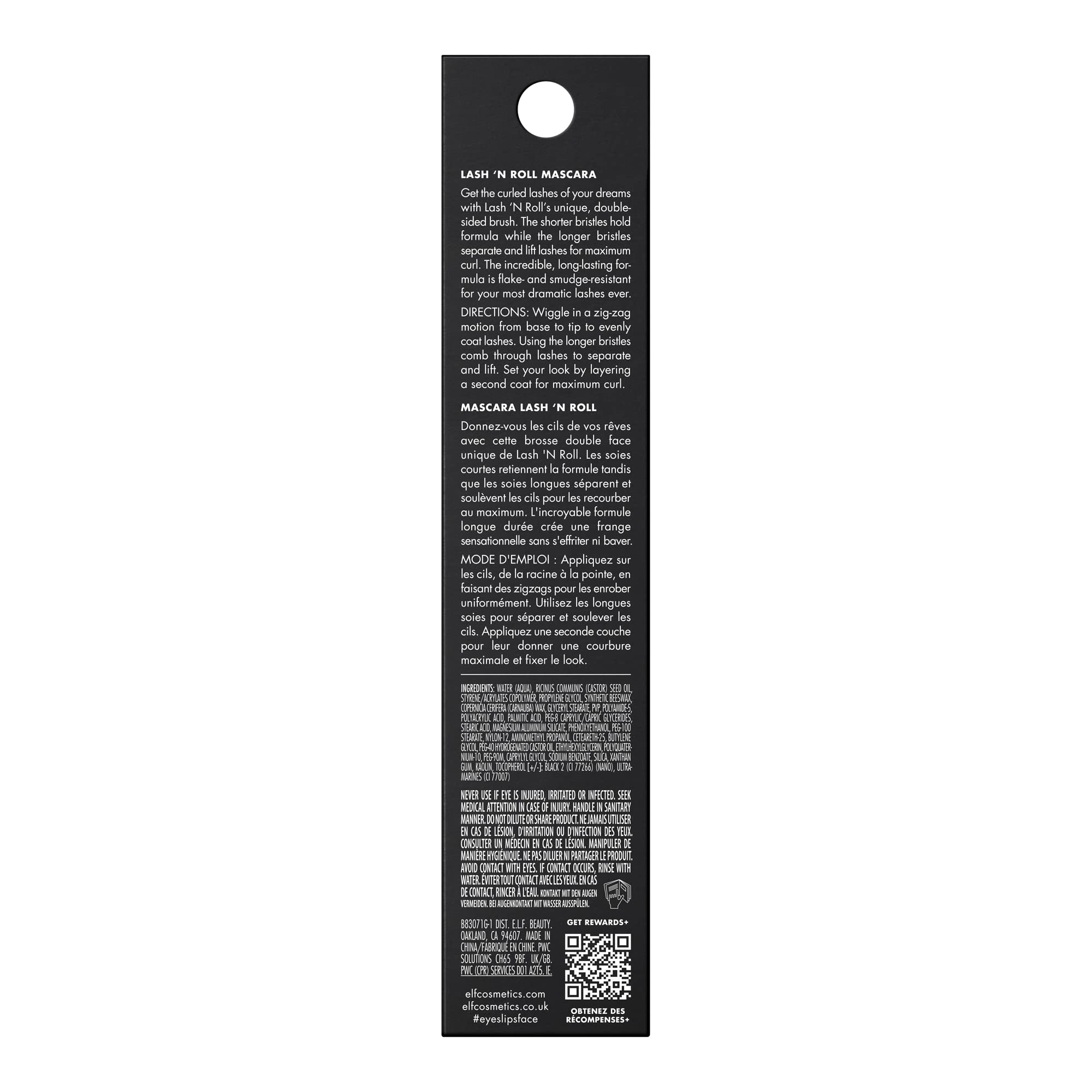 e.l.f. Lash 'N Roll Mascara - Curling, Lifting & Separating - Long-Lasting, Vegan & Cruelty-Free - Black - Damaged Box