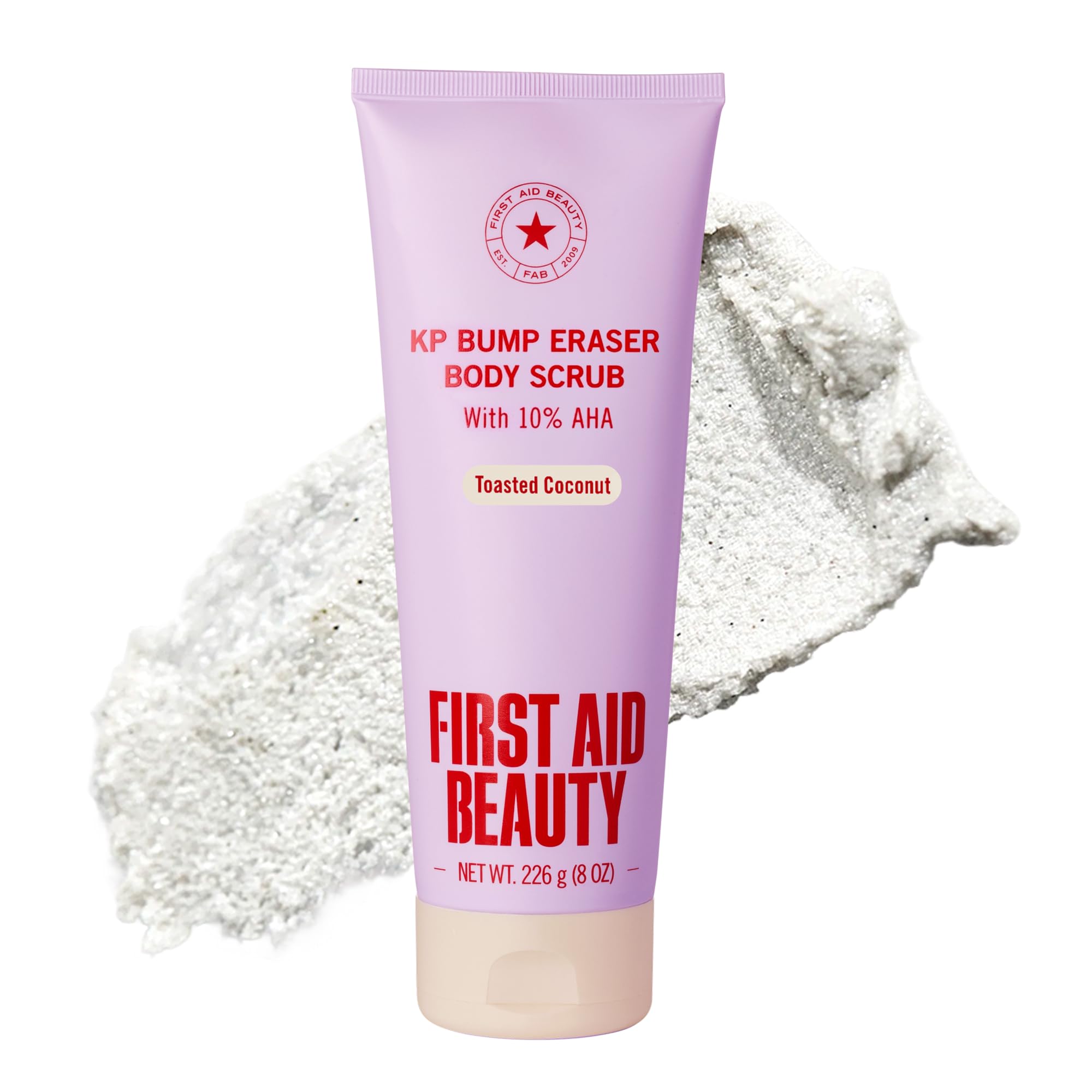 First Aid Beauty KP Bump Eraser Body Scrub 10% AHA 226g 8oz Strawberry Exfoliating Treatment for Keratosis Pilaris and Chicken Skin Bumps - Damaged Box
