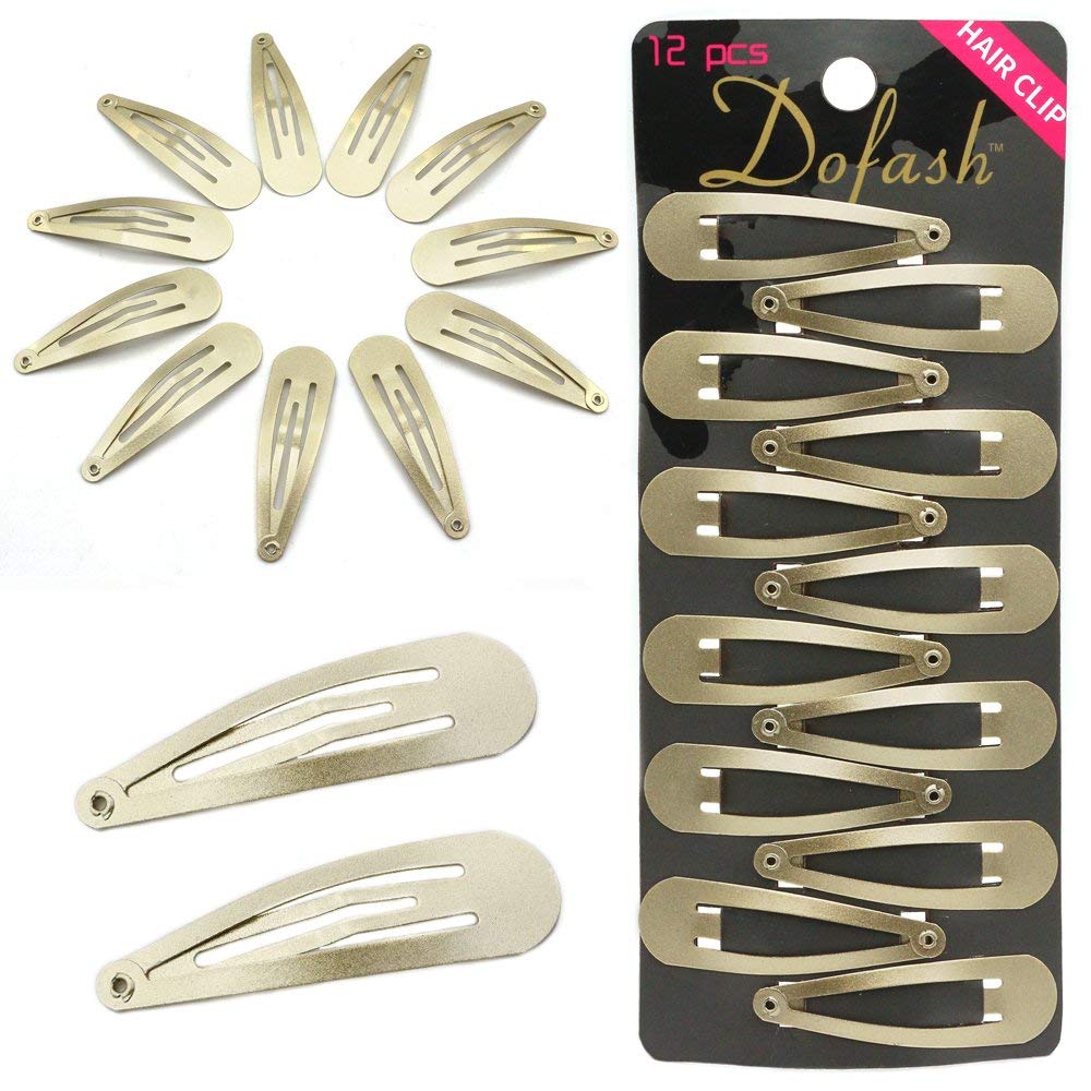 Dofash 12pc Snap Hair Clips 5cm Blonde Basic Hair Barrettes for Women & Girls