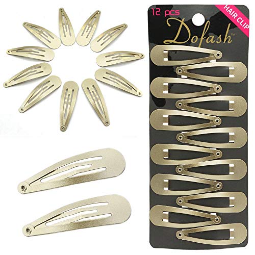 Dofash 12pc Snap Hair Clips 5cm Blonde Basic Hair Barrettes for Women & Girls
