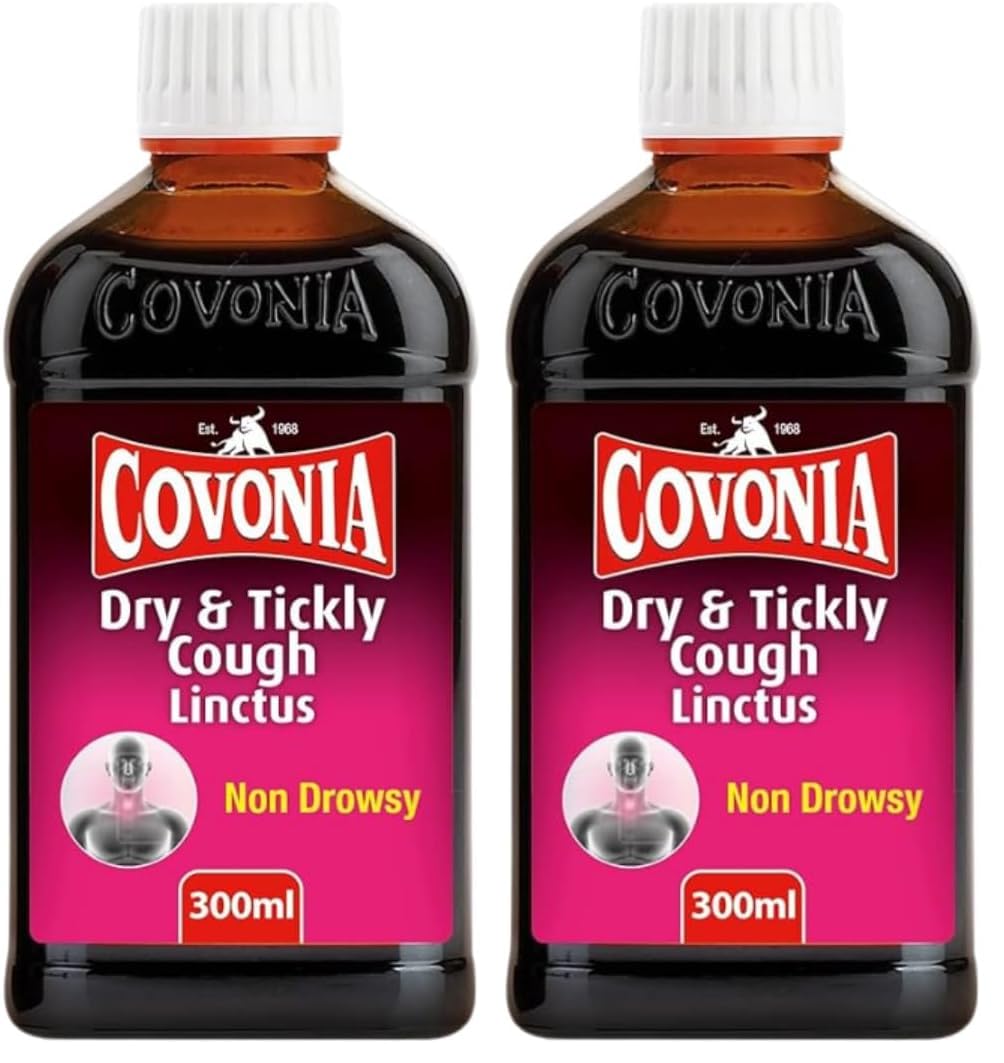 Covonia Dry & Tickly Cough Linctus Soothes And Provides Relief From Dry Coughs And Sore Throats Non Drowsy Cough Syrup Suitable For Vegetarians Cold And Flu Relief, 300ml (Always read Label First) - Very Good - BBE 07/2026