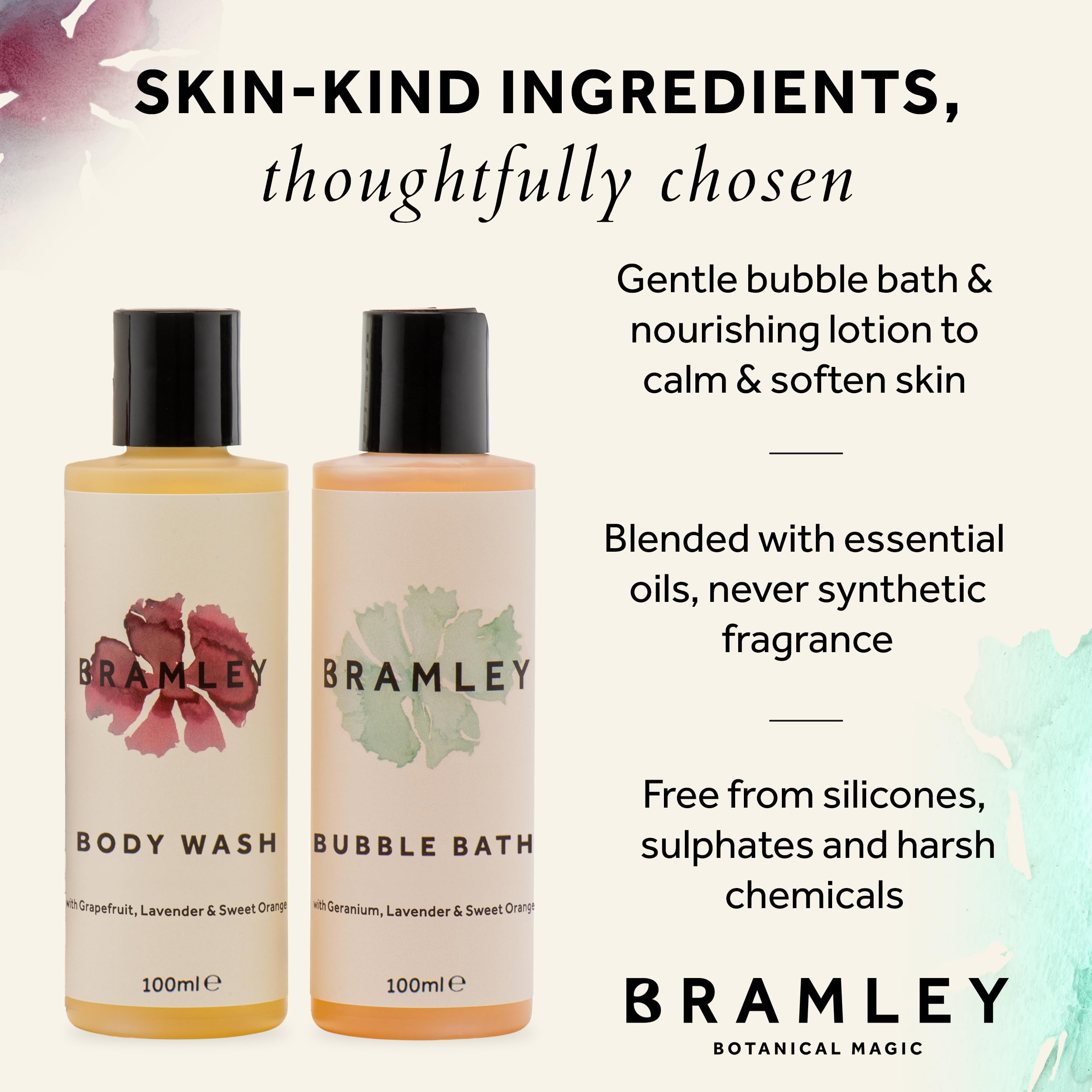 Bramley Discovery Bath Gift Set 2 x 100ml Body Lotion and Bubble Bath Natural Essential Oil Toiletries Gift for Women and Travel Kit