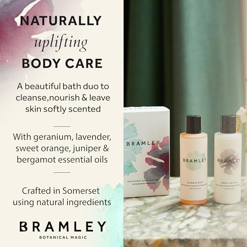 Bramley Discovery Bath Gift Set 2 x 100ml Body Lotion and Bubble Bath Natural Essential Oil Toiletries Gift for Women and Travel Kit