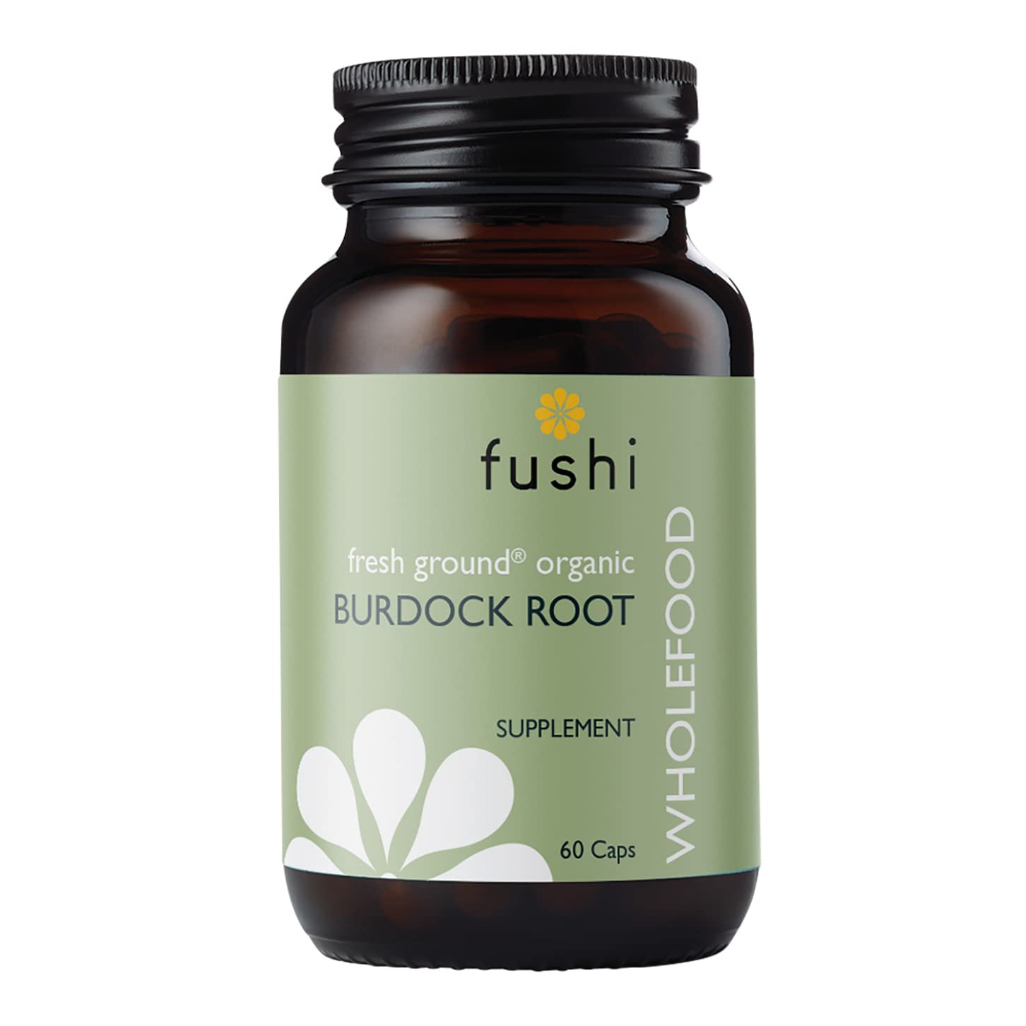 Fushi Organic Burdock Root Capsules - 60 Vegan Fresh-Ground Arctium Lappa Whole Food Supplement - BBE 07/2026