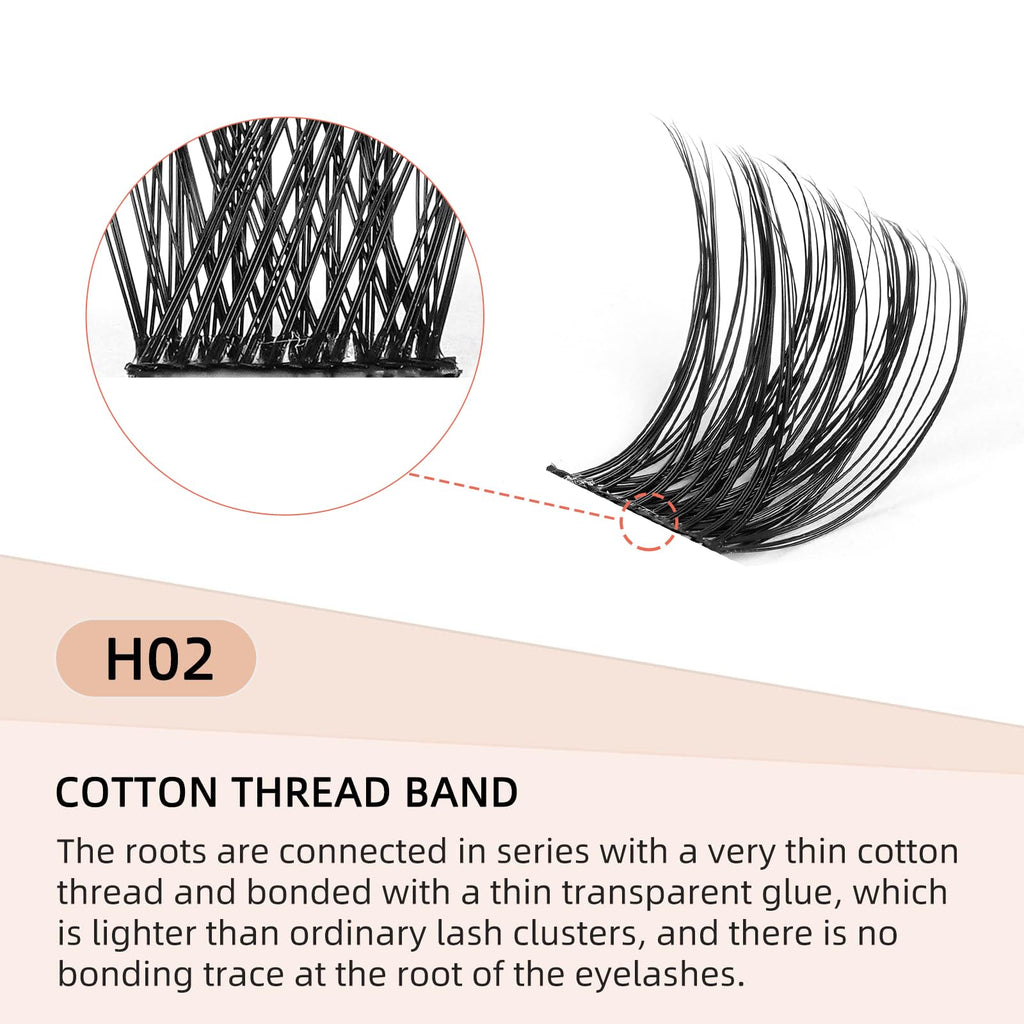 Higu clace Lash Clusters 72pcs - D Curl 14mm DIY Eyelash Extensions - Thin Stem Individual Cluster Lashes Wispy Reusable