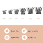 Higu clace Lash Clusters 72pcs - D Curl 14mm DIY Eyelash Extensions - Thin Stem Individual Cluster Lashes Wispy Reusable