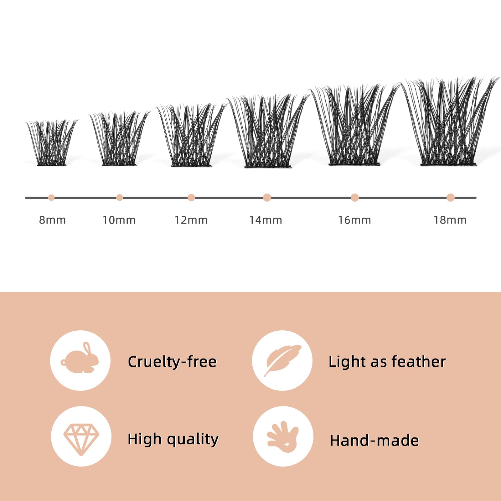 Higu clace Lash Clusters 72pcs - D Curl 14mm DIY Eyelash Extensions - Thin Stem Individual Cluster Lashes Wispy Reusable
