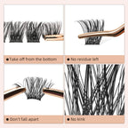 Higu clace Lash Clusters 72pcs - D Curl 14mm DIY Eyelash Extensions - Thin Stem Individual Cluster Lashes Wispy Reusable