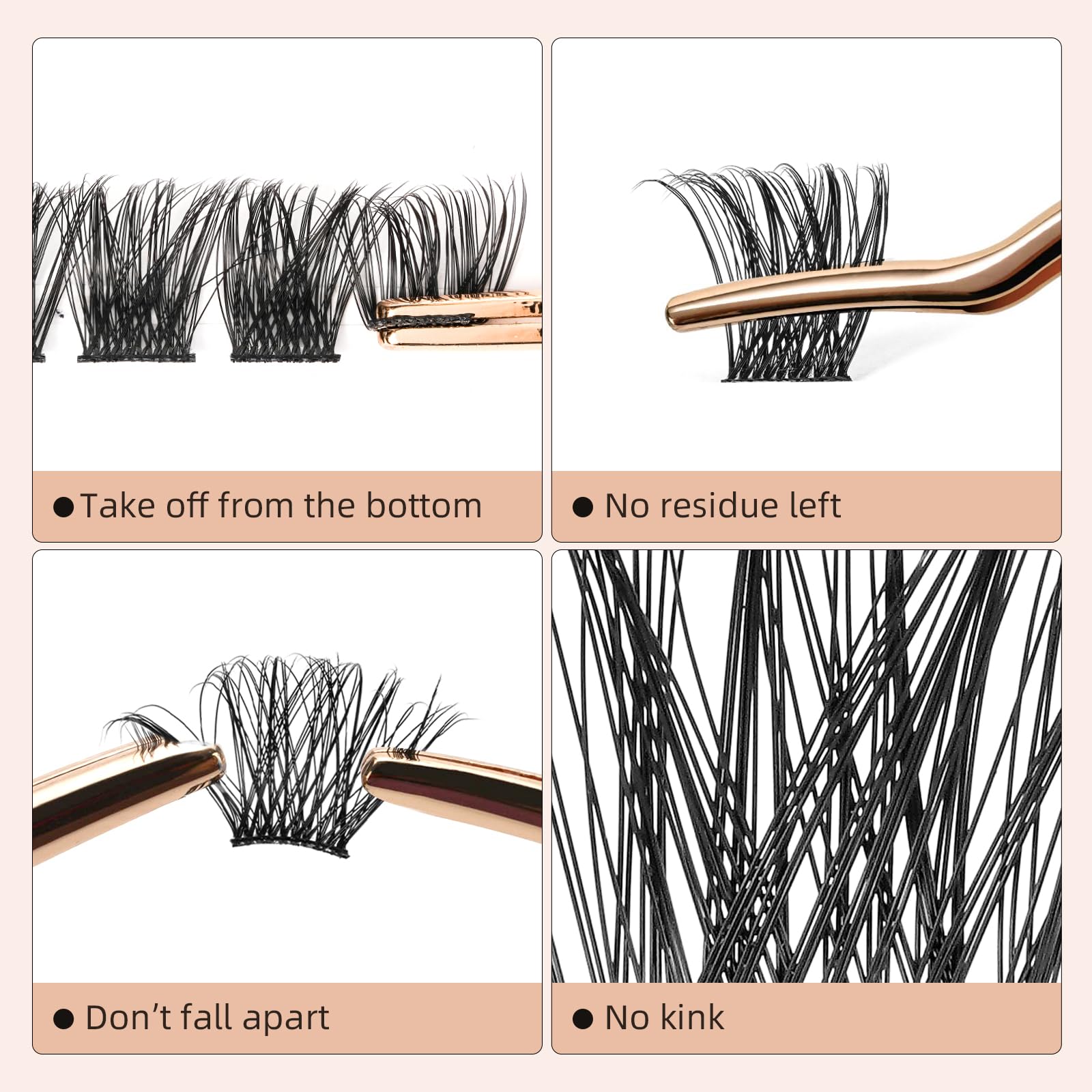 Higu clace Lash Clusters 72pcs - D Curl 14mm DIY Eyelash Extensions - Thin Stem Individual Cluster Lashes Wispy Reusable