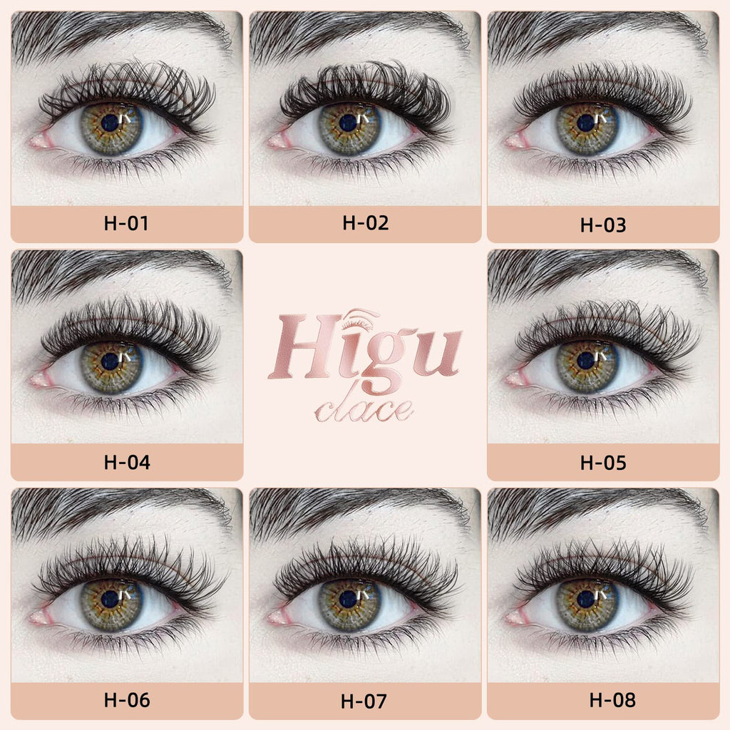 Higu clace Lash Clusters 72pcs - D Curl 14mm DIY Eyelash Extensions - Thin Stem Individual Cluster Lashes Wispy Reusable