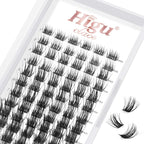 Higu clace Lash Clusters 72pcs - D Curl 14mm DIY Eyelash Extensions - Thin Stem Individual Cluster Lashes Wispy Reusable