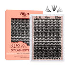 Higu clace Lash Clusters 72pcs - D Curl 14mm DIY Eyelash Extensions - Thin Stem Individual Cluster Lashes Wispy Reusable
