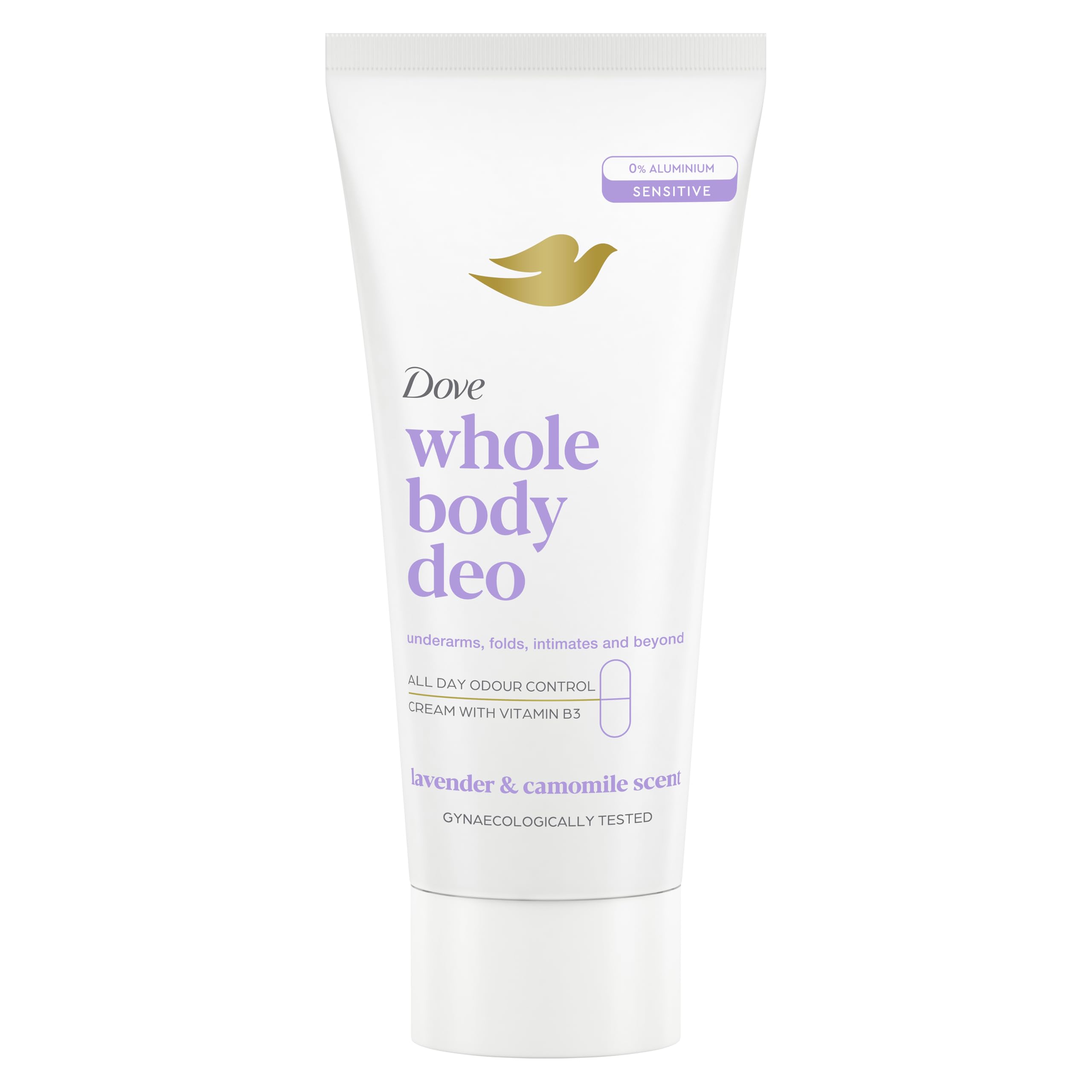 Dove Lavender & Camomile Whole Body Deodorant Cream - 0% Aluminium, Vitamin B3, All-Day Odour Control 75ml