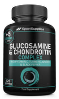 High Strength Glucosamine Chondroitin Complex 120 Capsules - 1000mg with Turmeric, Ginger, Vitamins C B6 B1 D3 B12 - BBE 03/2027