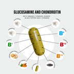 High Strength Glucosamine Chondroitin Complex 120 Capsules - 1000mg with Turmeric, Ginger, Vitamins C B6 B1 D3 B12 - BBE 03/2027