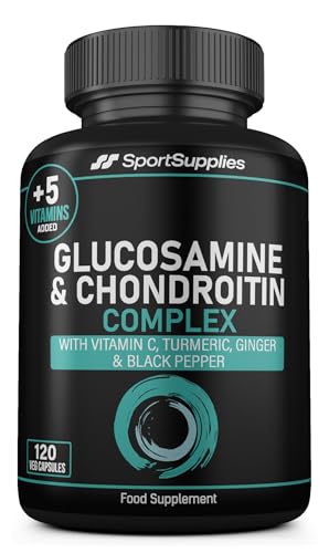 High Strength Glucosamine Chondroitin Complex 120 Capsules - 1000mg with Turmeric, Ginger, Vitamins C B6 B1 D3 B12 - BBE 03/2027