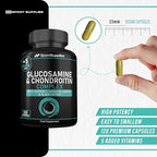 High Strength Glucosamine Chondroitin Complex 120 Capsules - 1000mg with Turmeric, Ginger, Vitamins C B6 B1 D3 B12 - BBE 03/2027
