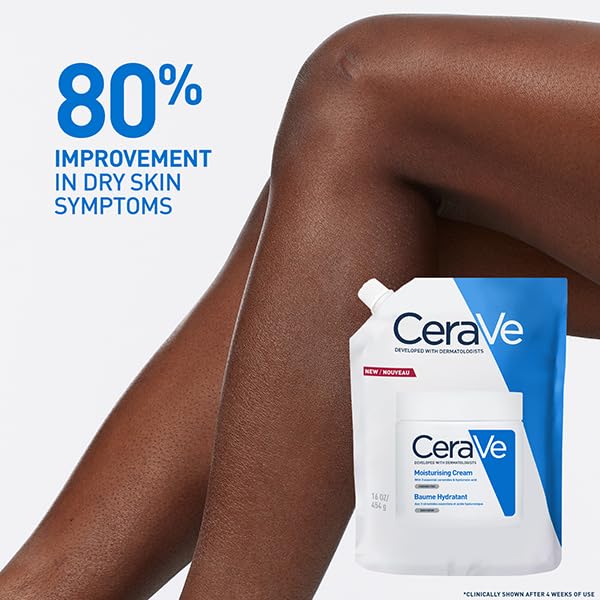 CeraVe Moisturising Cream Refill for Dry to Very Dry Skin With 3 Essential Ceramides, Hyaluronic Acid, Face & Body Cream, Fast Absorbing, Dermatologist Developed, 562ml