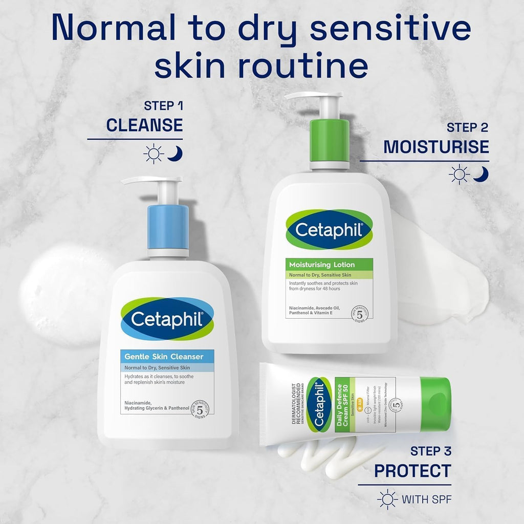 Cetaphil Daily Defence SPF for Sensitive Skin, SPF 30 Moisturiser/SPF 50 Mineral Sunscreen, Packaging May Vary - Damaged Box