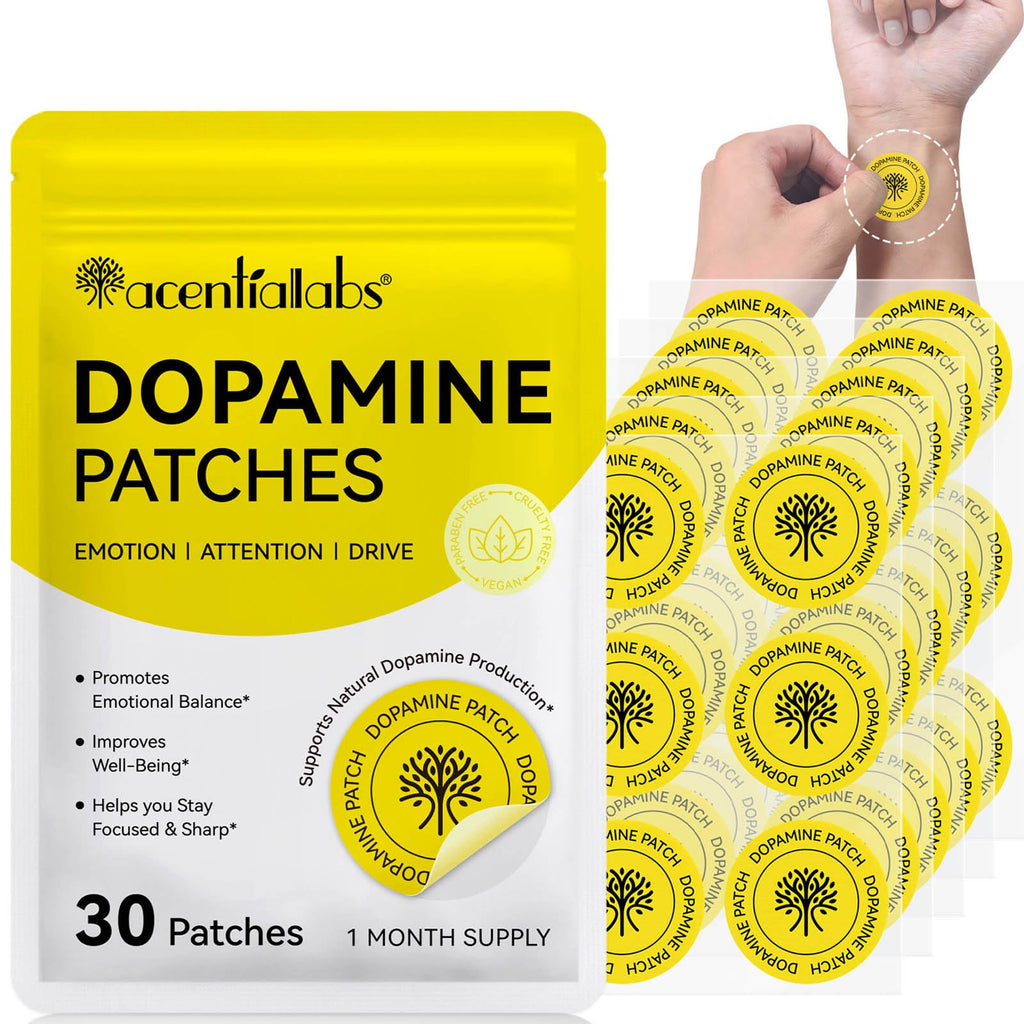 Dopamine Patches, 30 Vegan Skin Kind Dopamine Happy Patches, Transdermal Patch with 5-HTP for Overall Well-Being - BBE 08/2028