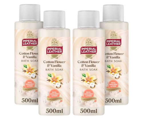 Imperial Leather Comforting Cotton Flower & Vanilla Bath Soak 4 x 500ml - Vegan & Cruelty-Free Rich Lather Luxury Fragrance