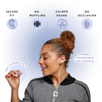 Flare Calmer Ear Plugs - Daily Noise Relief, Sound Sensitivity, Stress Relief, No Muffling, Soft Silicone, Mint