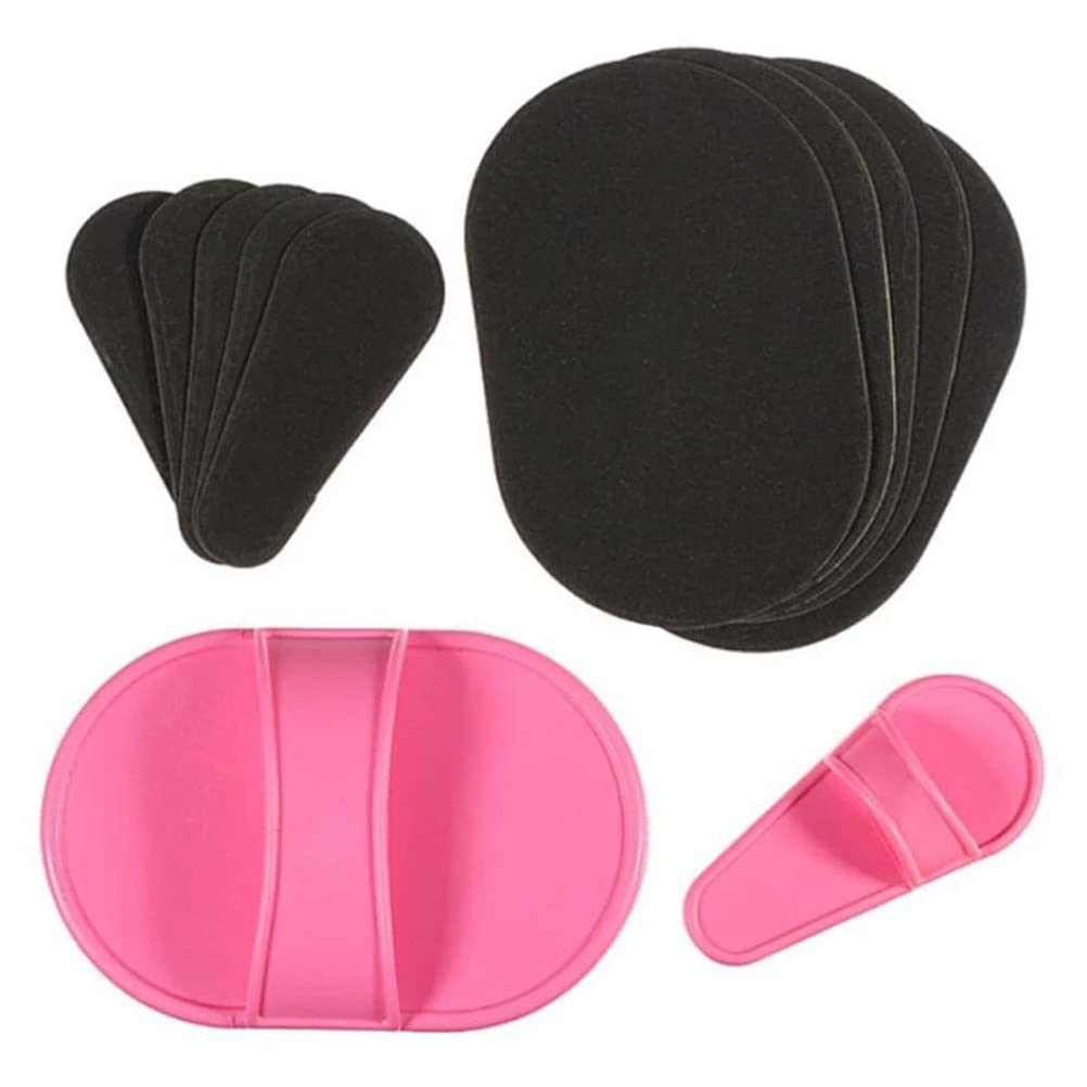 HELEVIA Exfoliating Hair Removal Pads Set - Smooth Skin Pad & Exfoliation Fine Sandpaper - Arm Leg Face Upper Lip Remover - Pink - Damaged Box