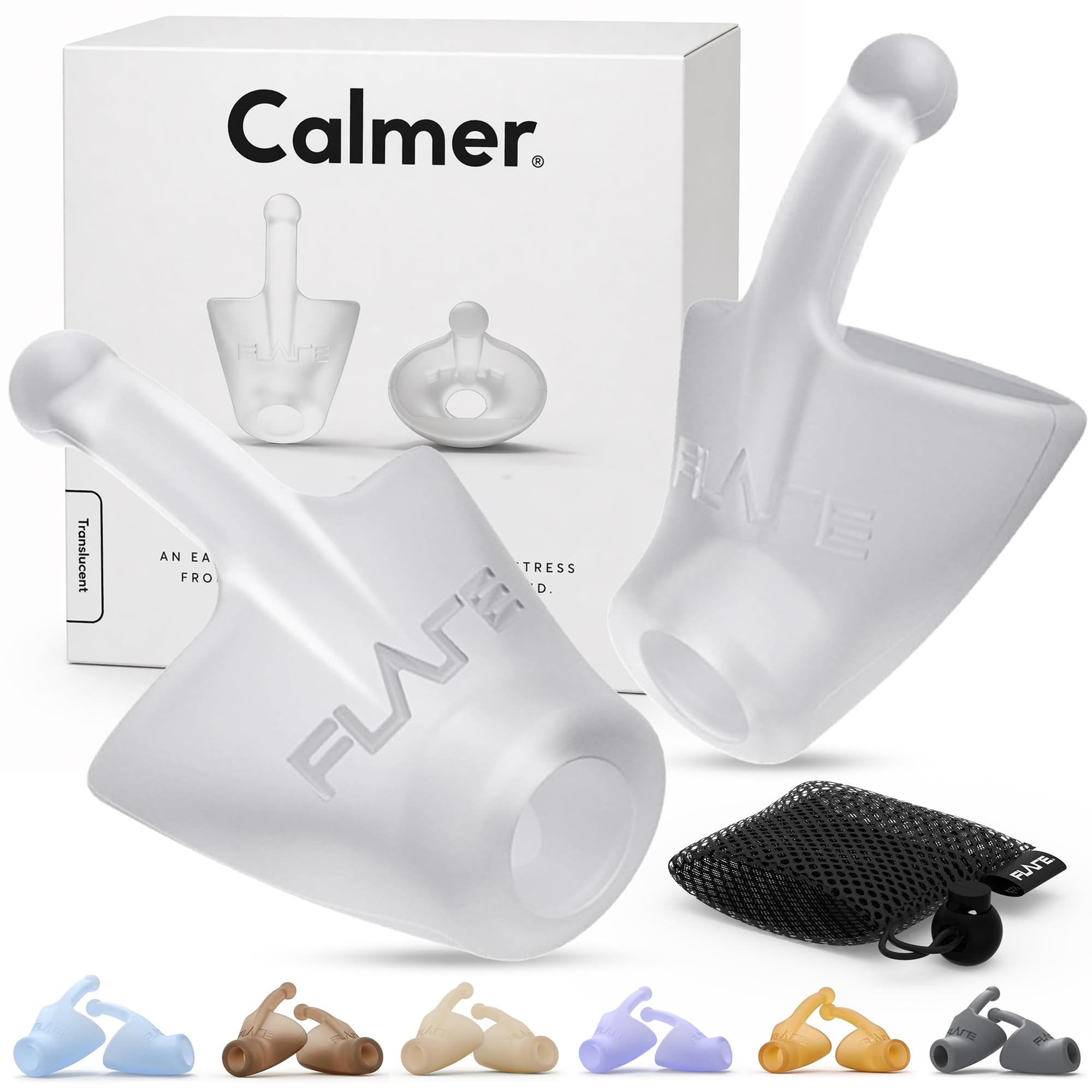 Flare Calmer Ear Plugs - Daily Noise Relief, Sound Sensitivity, Stress Relief, No Muffling, Soft Silicone, Mint