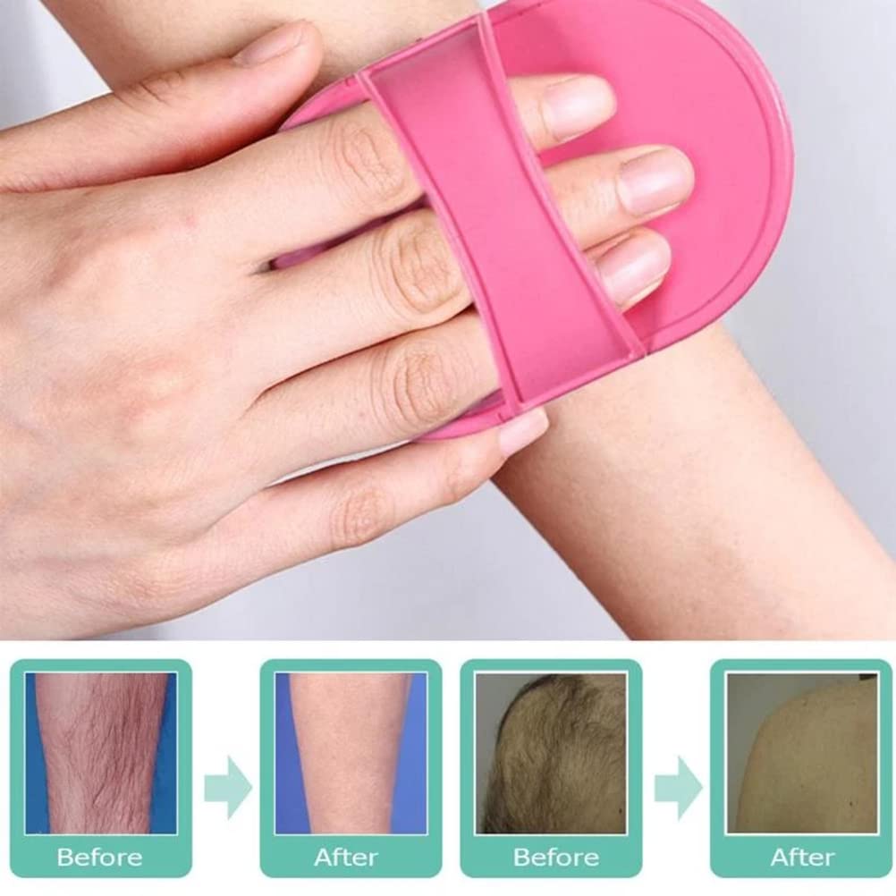 HELEVIA Exfoliating Hair Removal Pads Set - Smooth Skin Pad & Exfoliation Fine Sandpaper - Arm Leg Face Upper Lip Remover - Pink - Damaged Box