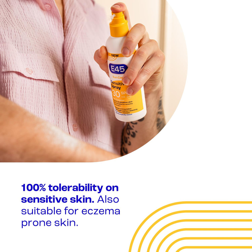 E45 Sunscreen Spray SPF 30 - High UVA/UVB Protection, Hydrating, Sensitive & Eczema Prone Skin, 180ml - Damaged Box