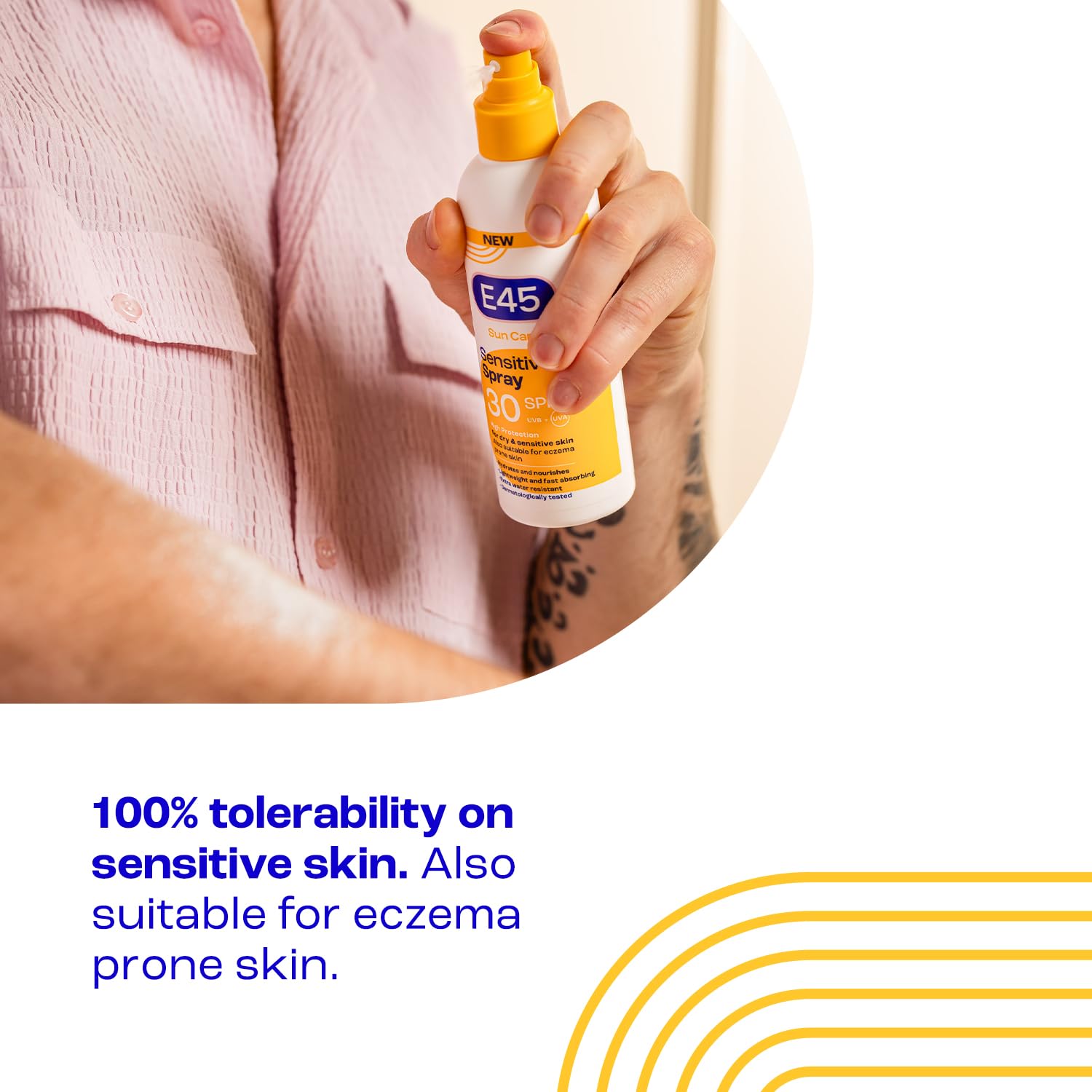 E45 Sunscreen Spray SPF 30 - High UVA/UVB Protection, Hydrating, Sensitive & Eczema Prone Skin, 180ml - Damaged Box