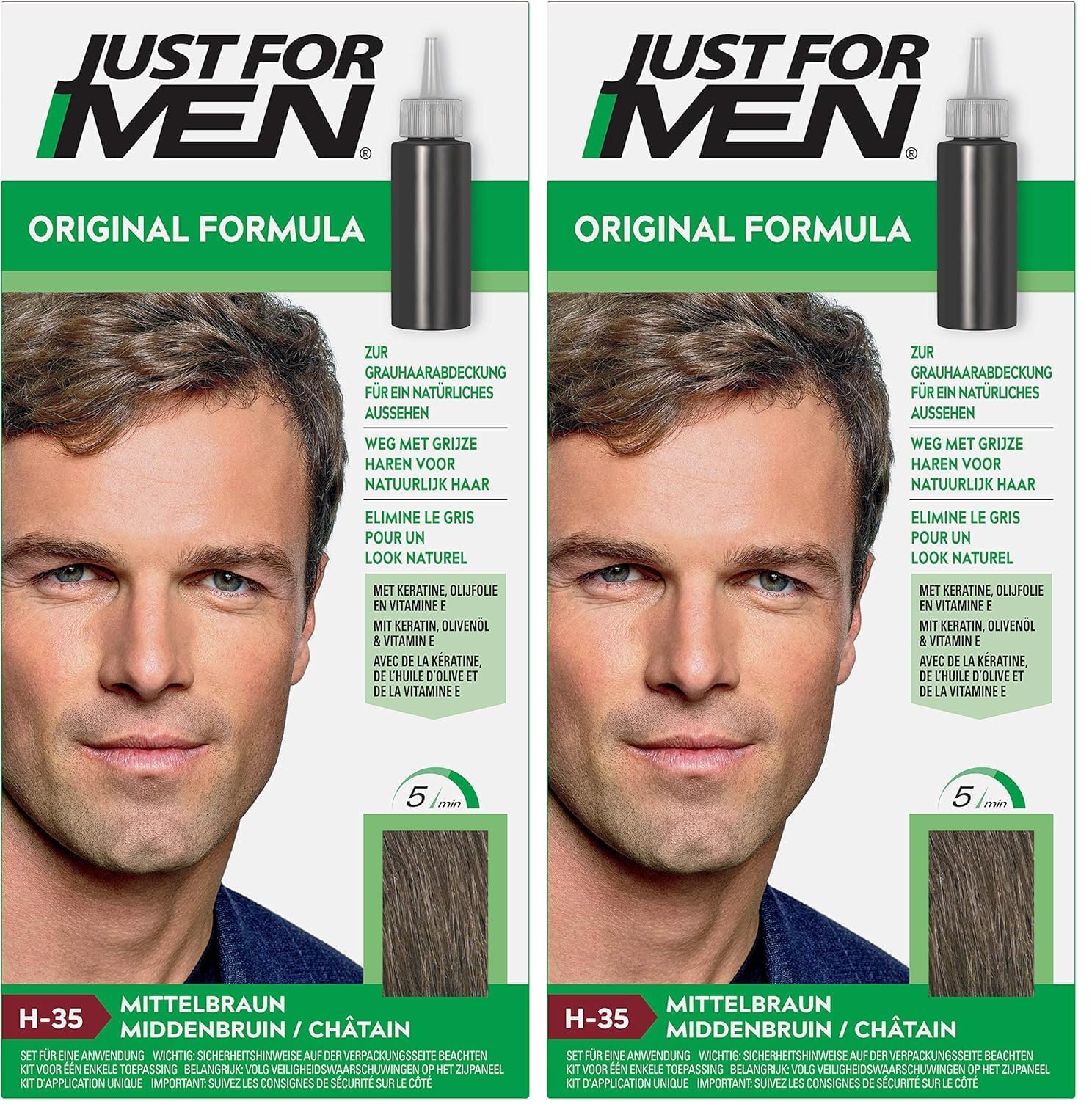 Just for Men Original Formula Hair Dye - Medium Brown H35 - Restores Natural Colour