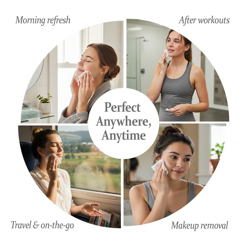 CareBee Plastic-Free Facial Wipes, 25 Wipes Per Pack, Plant-Based & FSC Certified | Biodegradable, Gentle Makeup Remover Wipes | Vegan, Eco-Friendly Cleansing Wipes for All Skin Types (Pack of 6) - Damaged Box