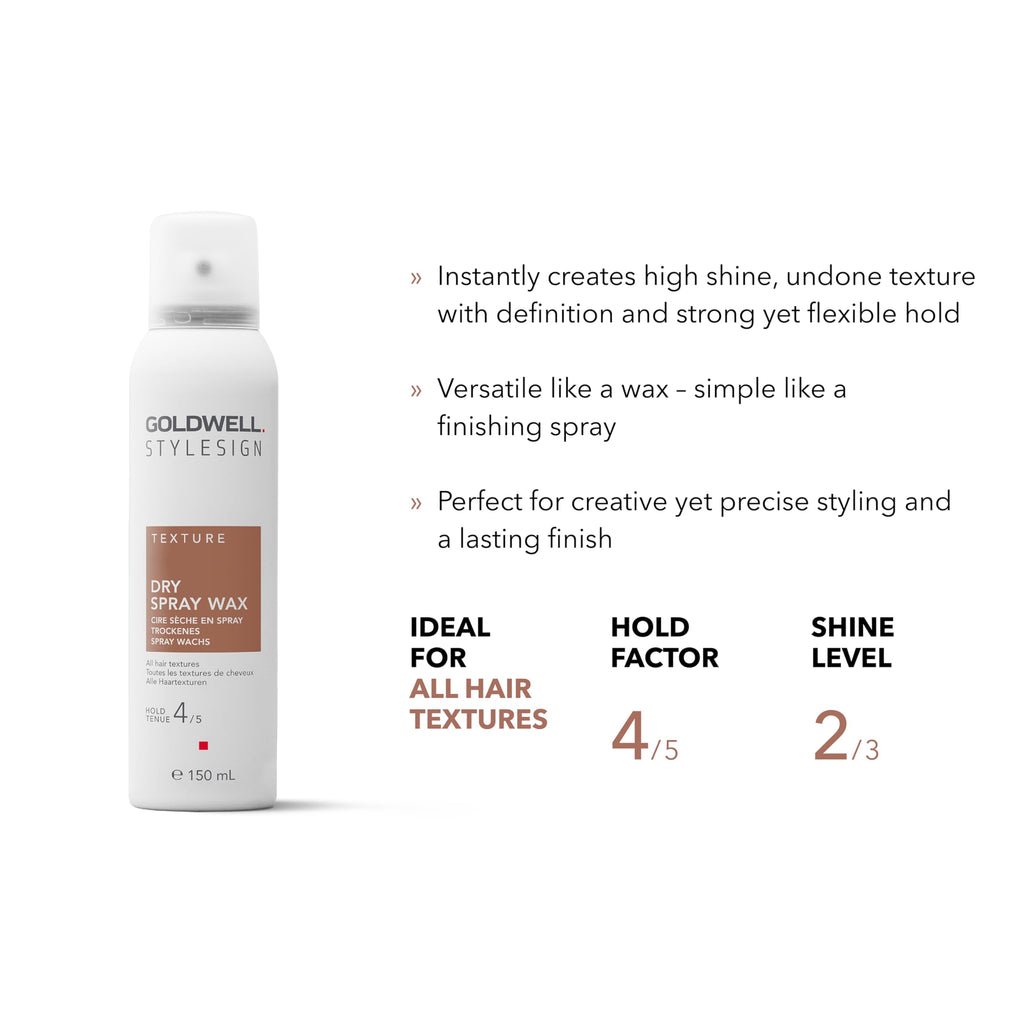 Goldwell StyleSign Dry Spray Wax - High Shine & Flexible Hold - Humidity & Frizz Resistance - 150ml - Damaged Box