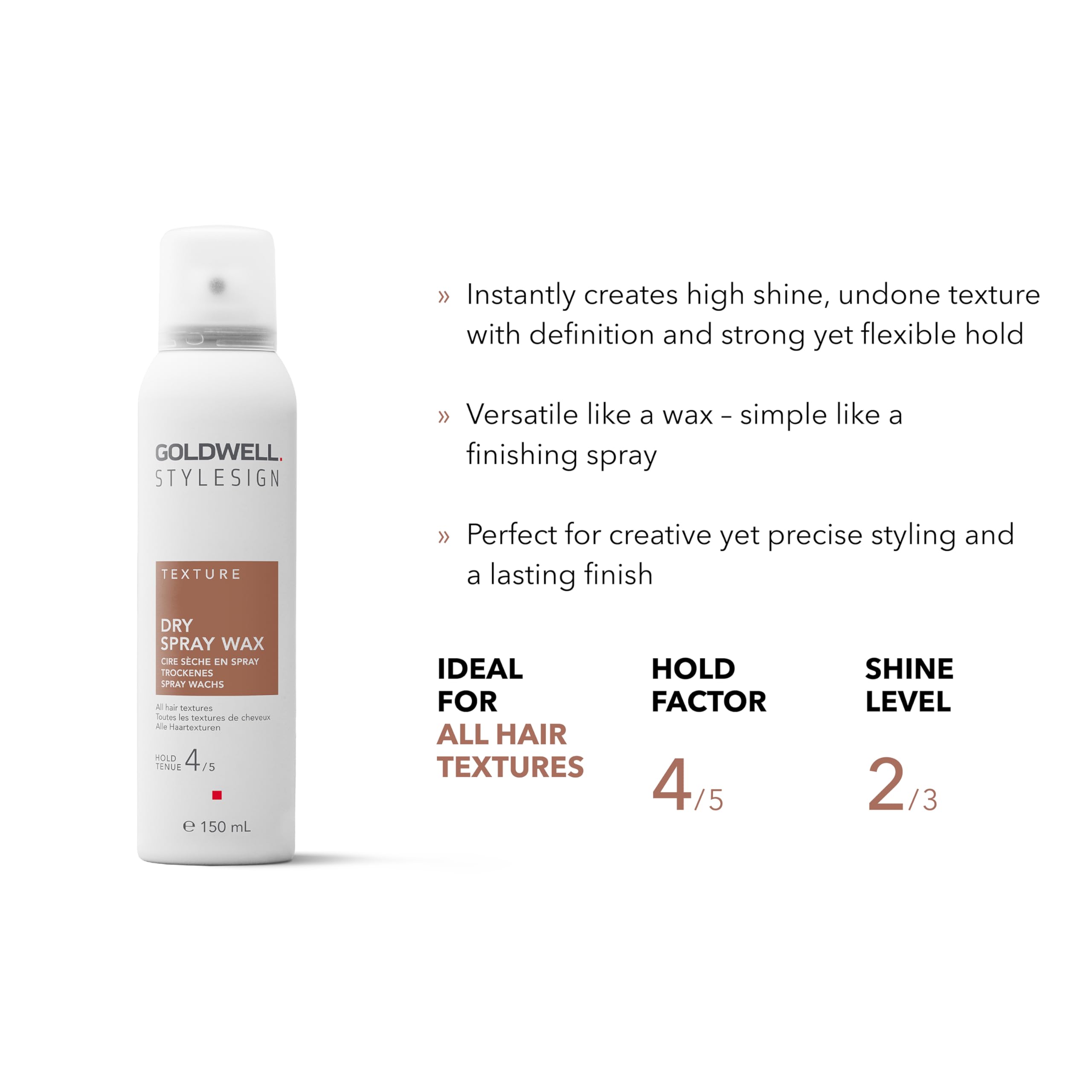 Goldwell StyleSign Dry Spray Wax - High Shine & Flexible Hold - Humidity & Frizz Resistance - 150ml - Damaged Box