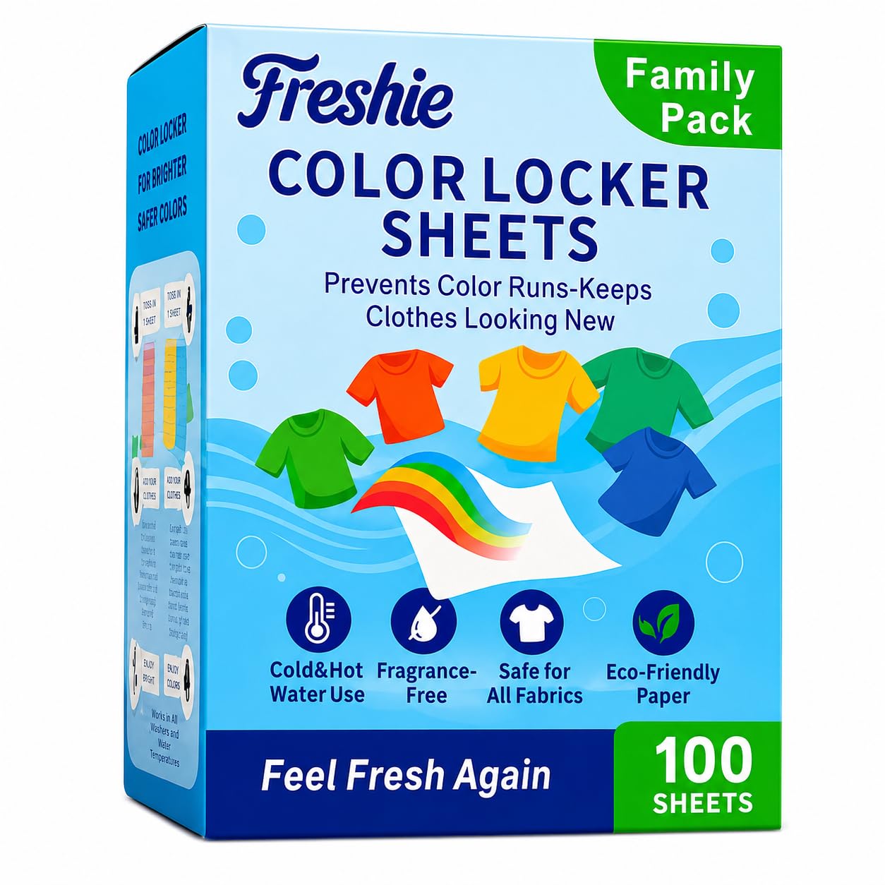 Freshie Colour Catcher Sheets - 100 Pack Laundry Dye Transfer Prevention for Mixed Colour Washes, All Fabrics - Damaged Box