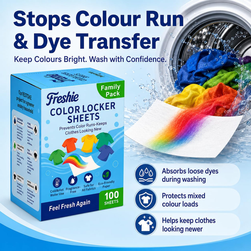 Freshie Colour Catcher Sheets - 100 Pack Laundry Dye Transfer Prevention for Mixed Colour Washes, All Fabrics - Damaged Box