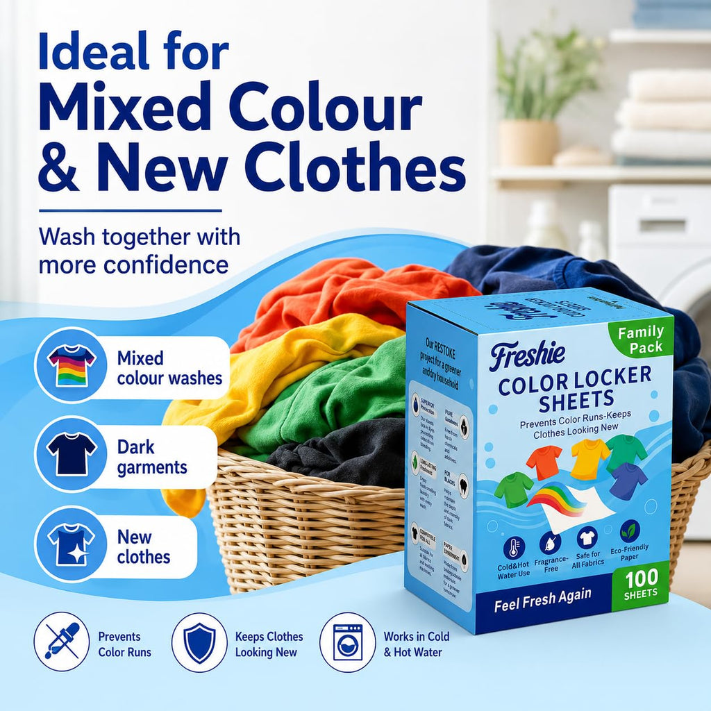 Freshie Colour Catcher Sheets - 100 Pack Laundry Dye Transfer Prevention for Mixed Colour Washes, All Fabrics - Damaged Box