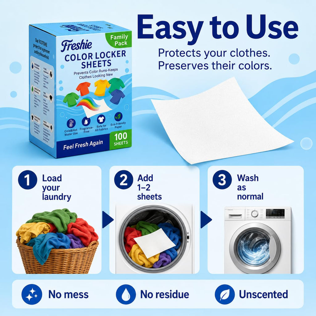 Freshie Colour Catcher Sheets - 100 Pack Laundry Dye Transfer Prevention for Mixed Colour Washes, All Fabrics - Damaged Box